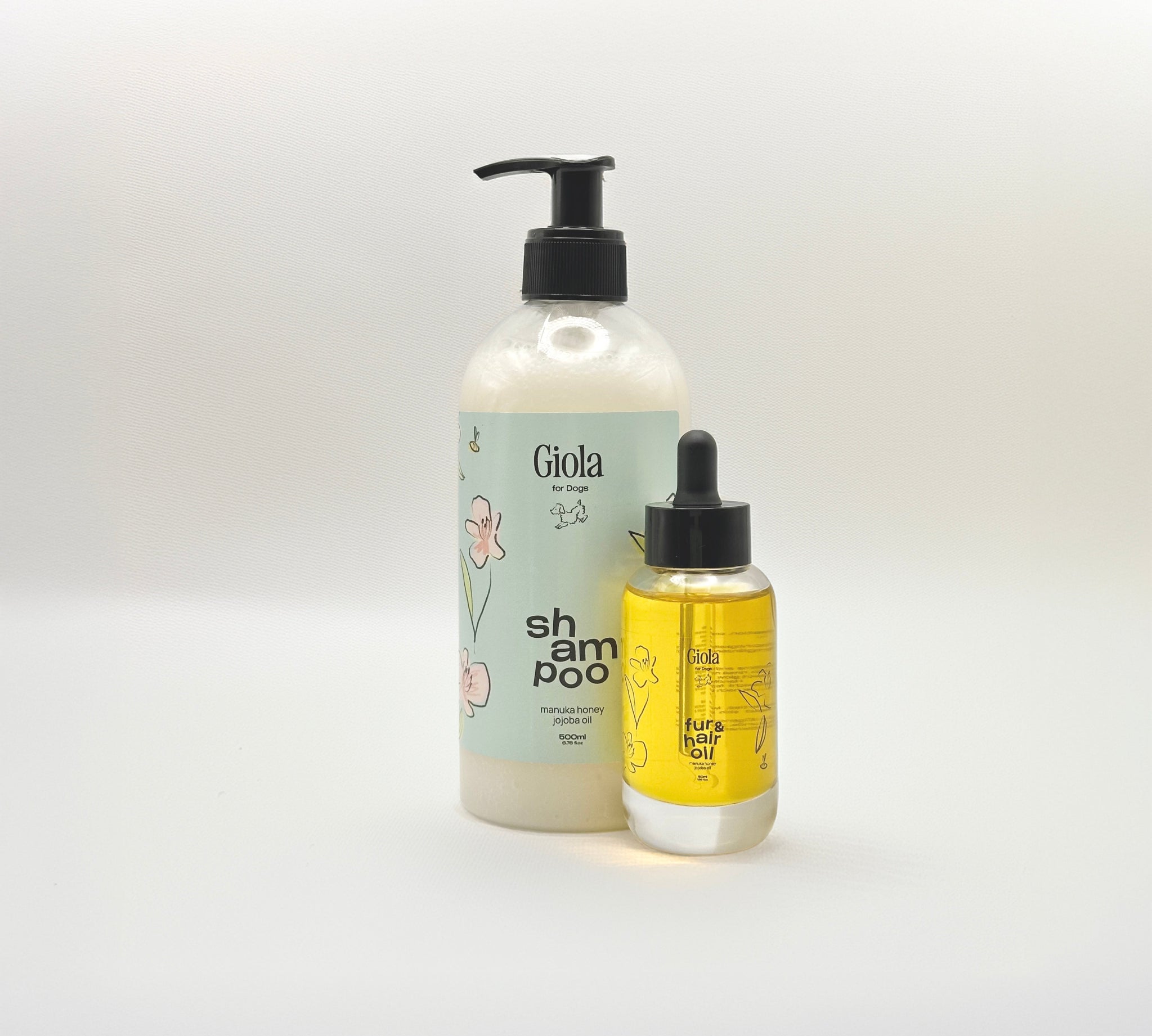 Giola Basic Care Set – Hundeshampoo und Fellöl für intensive Pflege von Haut & Fell. Es reinigt sanft & nährt intensiv