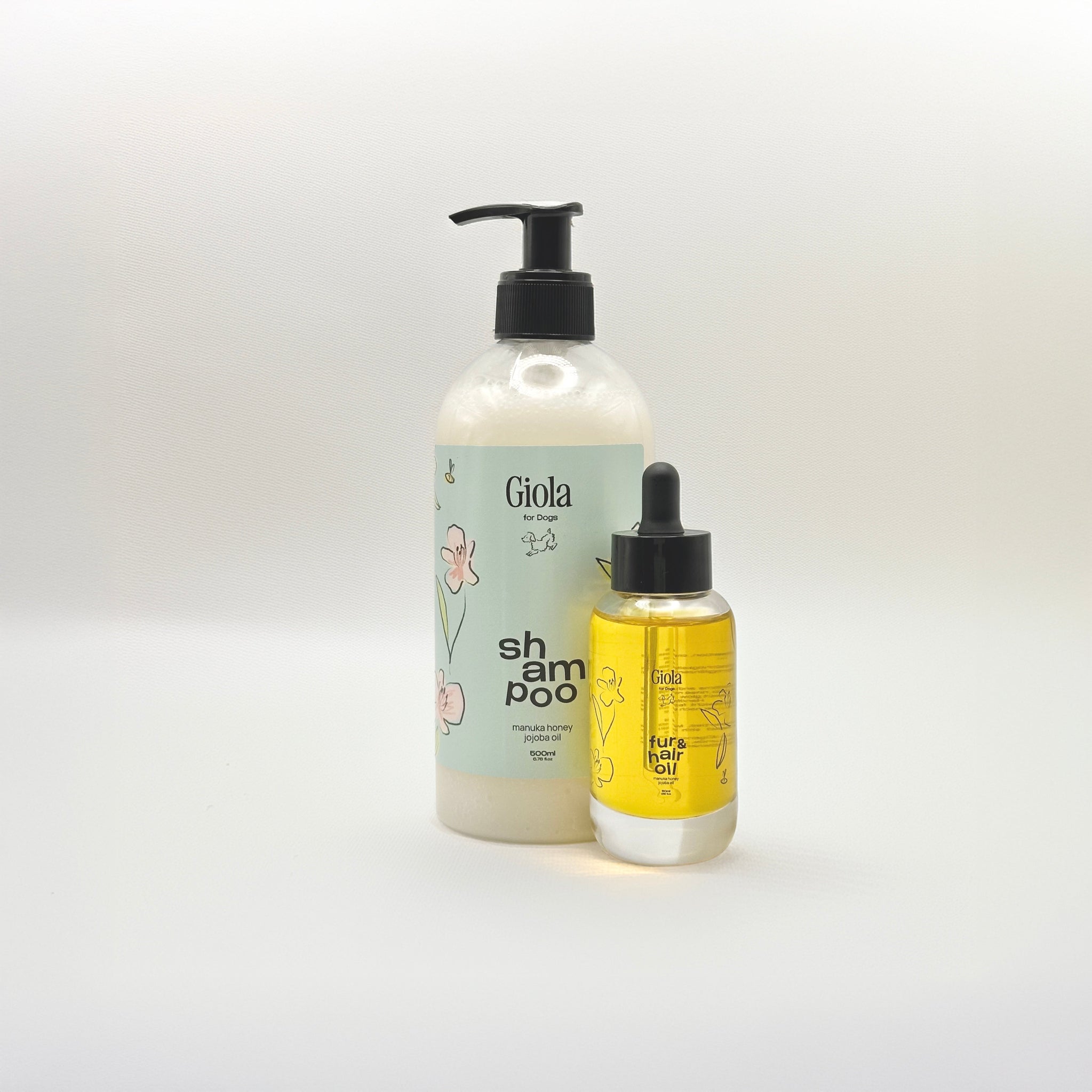 Giola Basic Care Set – Hundeshampoo und Fellöl für intensive Pflege von Haut & Fell. Es reinigt sanft & nährt intensiv